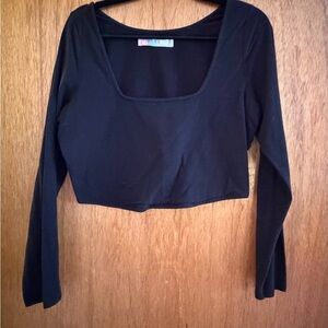 Free People Black Long Sleeve Crop Top